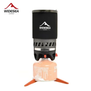 Camping Cooking System with Heat Exchanger Outdoor Gas Stove Burner, Coffee Pot