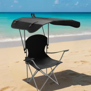 Portable folding fishing chair with sunshade