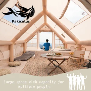 Inflatable camping tent 4-8 people with windows, portable water-resistant camping tent