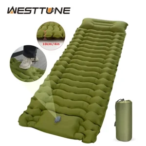 Outdoor Camping Inflatable Mattress with Built-in Pillow & Pump