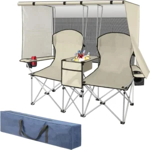 Double Beach Chair with Canopy Shade,Heavy Duty Camping Chair