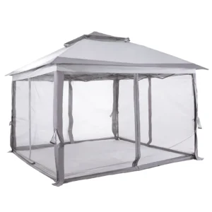 10x10ft Outdoor Patio Gazebo with Metal Frame & Stakes & Mosquito Nets Double Roof Canopy Tent for Outdoor Camping/Lawn/Backyard